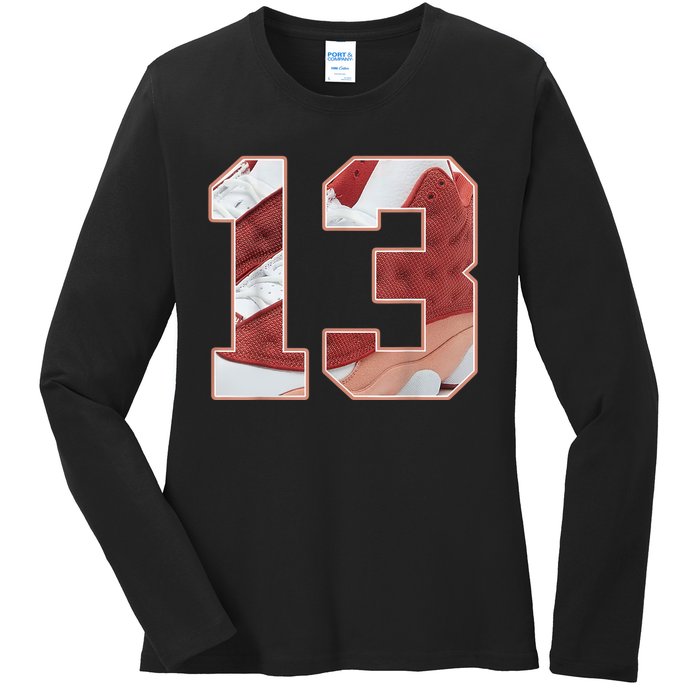 Number 13 Dune Red 13s Matching Ladies Long Sleeve Shirt