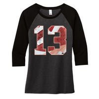 Number 13 Dune Red 13s Matching Women's Tri-Blend 3/4-Sleeve Raglan Shirt