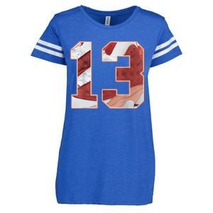 Number 13 Dune Red 13s Matching Enza Ladies Jersey Football T-Shirt