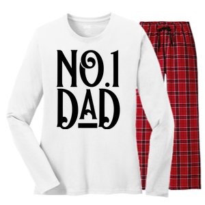 No 1 Dad Funny Dad Gift Women's Long Sleeve Flannel Pajama Set 