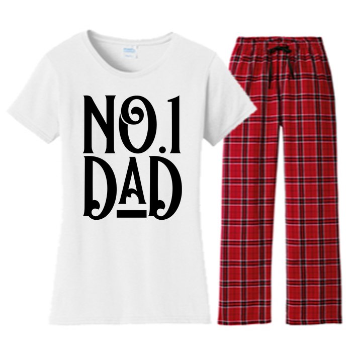 No 1 Dad Funny Dad Gift Women's Flannel Pajama Set