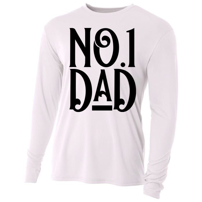 No 1 Dad Funny Dad Gift Cooling Performance Long Sleeve Crew