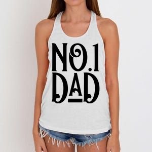 No 1 Dad Funny Dad Gift Women's Knotted Racerback Tank