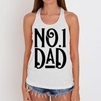 No 1 Dad Funny Dad Gift Women's Knotted Racerback Tank