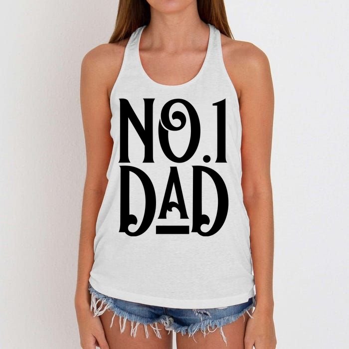 No 1 Dad Funny Dad Gift Women's Knotted Racerback Tank