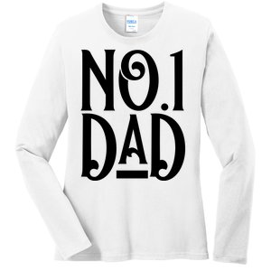 No 1 Dad Funny Dad Gift Ladies Long Sleeve Shirt