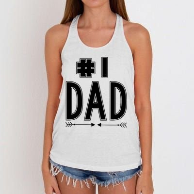 No 1 Dad Funny Dad Gifts Women's Knotted Racerback Tank