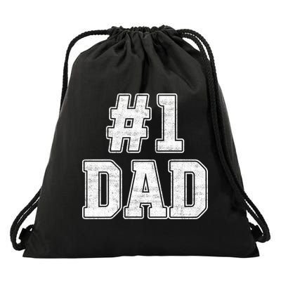 Number 1 Dad Number One Dad Fathers Day Outfit For Daddy Gift Drawstring Bag