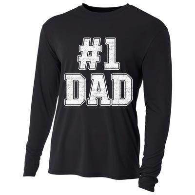 Number 1 Dad Number One Dad Fathers Day Outfit For Daddy Gift Cooling Performance Long Sleeve Crew