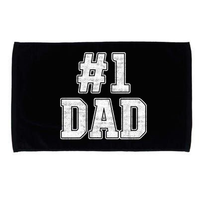 Number 1 Dad Number One Dad Fathers Day Outfit For Daddy Gift Microfiber Hand Towel
