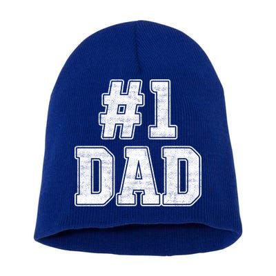 Number 1 Dad Number One Dad Fathers Day Outfit For Daddy Gift Short Acrylic Beanie