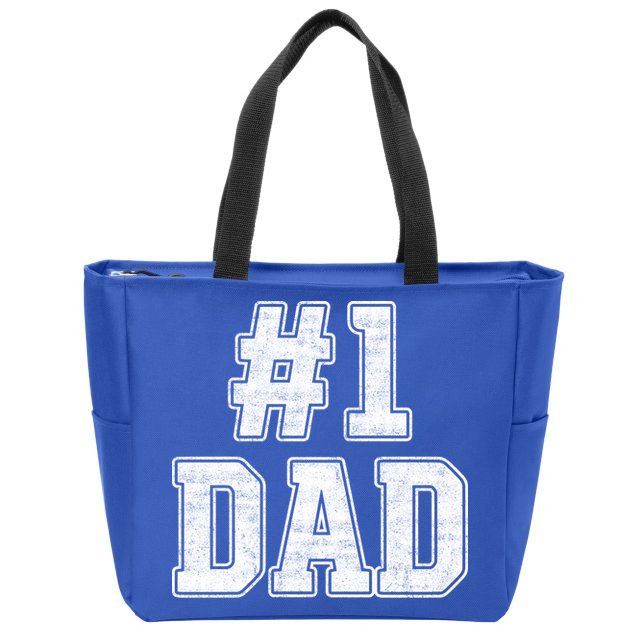 Number 1 Dad Number One Dad Fathers Day Outfit For Daddy Gift Zip Tote Bag