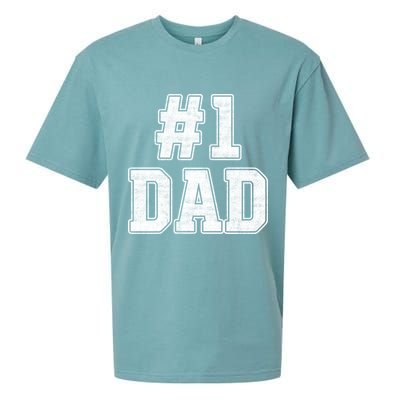Number 1 Dad Number One Dad Fathers Day Outfit For Daddy Gift Sueded Cloud Jersey T-Shirt
