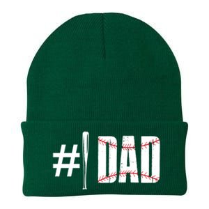 Number 1 Dad Baseball Dad Daddy Sports Player Fathers Day Funny Gift Knit Cap Winter Beanie