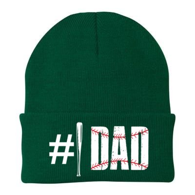 Number 1 Dad Baseball Dad Daddy Sports Player Fathers Day Funny Gift Knit Cap Winter Beanie