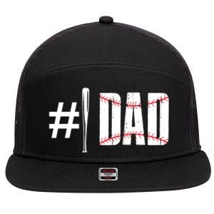 Number 1 Dad Baseball Dad Daddy Sports Player Fathers Day Funny Gift 7 Panel Mesh Trucker Snapback Hat