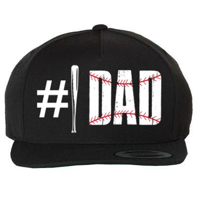 Number 1 Dad Baseball Dad Daddy Sports Player Fathers Day Funny Gift Wool Snapback Cap