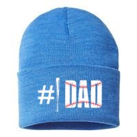 Number 1 Dad Baseball Dad Daddy Sports Player Fathers Day Funny Gift Sustainable Knit Beanie