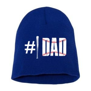 Number 1 Dad Baseball Dad Daddy Sports Player Fathers Day Funny Gift Short Acrylic Beanie