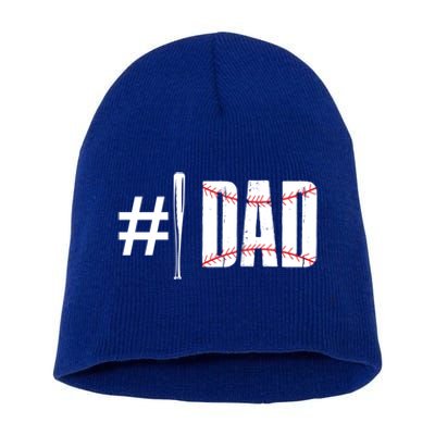 Number 1 Dad Baseball Dad Daddy Sports Player Fathers Day Funny Gift Short Acrylic Beanie