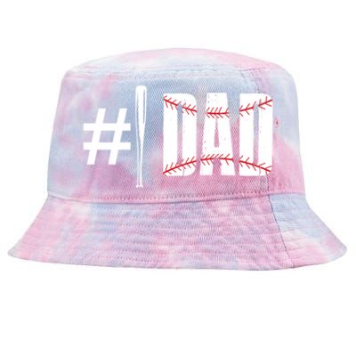 Number 1 Dad Baseball Dad Daddy Sports Player Fathers Day Funny Gift Tie-Dyed Bucket Hat