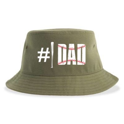 Number 1 Dad Baseball Dad Daddy Sports Player Fathers Day Funny Gift Sustainable Bucket Hat