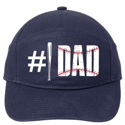 Number 1 Dad Baseball Dad Daddy Sports Player Fathers Day Funny Gift 7-Panel Snapback Hat