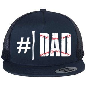 Number 1 Dad Baseball Dad Daddy Sports Player Fathers Day Funny Gift Flat Bill Trucker Hat