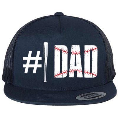 Number 1 Dad Baseball Dad Daddy Sports Player Fathers Day Funny Gift Flat Bill Trucker Hat