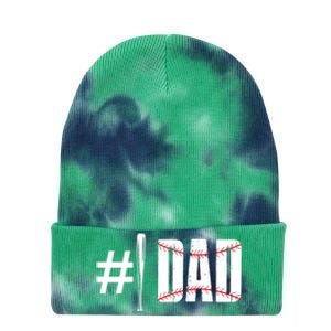 Number 1 Dad Baseball Dad Daddy Sports Player Fathers Day Funny Gift Tie Dye 12in Knit Beanie