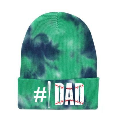 Number 1 Dad Baseball Dad Daddy Sports Player Fathers Day Funny Gift Tie Dye 12in Knit Beanie