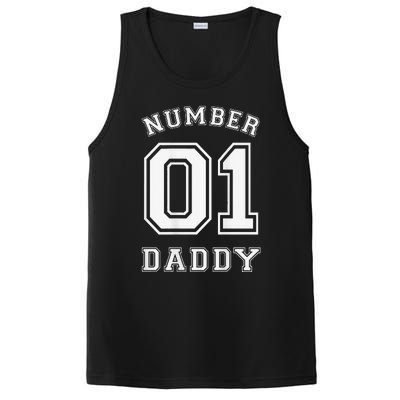 Number 1 Dad Sports Jersey Style for Father's Day PosiCharge Competitor Tank