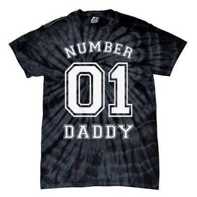 Number 1 Dad Sports Jersey Style for Father's Day Tie-Dye T-Shirt