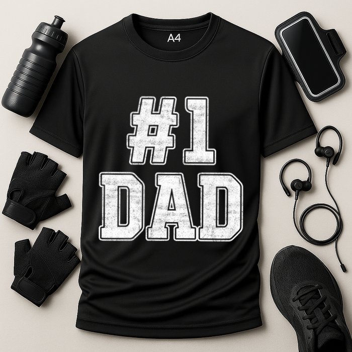 Number 1 Dad Number One Dad Fathers Day Outfit For Daddy Cute Gift Cooling Performance Crew T-Shirt