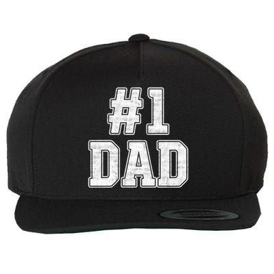 Number 1 Dad Number One Dad Fathers Day Outfit For Daddy Cute Gift Wool Snapback Cap