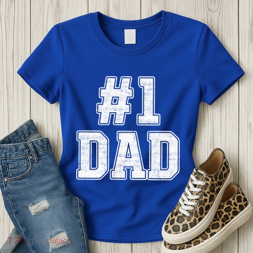 Number 1 Dad Number One Dad Fathers Day Outfit For Daddy Cute Gift Womens T-Shirt