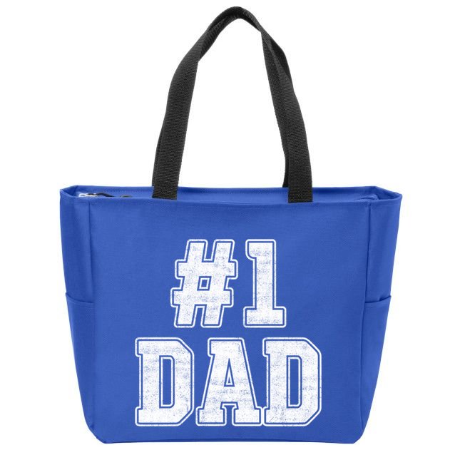 Number 1 Dad Number One Dad Fathers Day Outfit For Daddy Cute Gift Zip Tote Bag