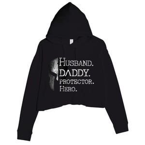 Number 1 Dad Husband Daddy Protector Hero Funny Gift Crop Fleece Hoodie