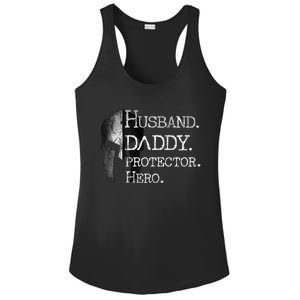 Number 1 Dad Husband Daddy Protector Hero Funny Gift Ladies PosiCharge Competitor Racerback Tank