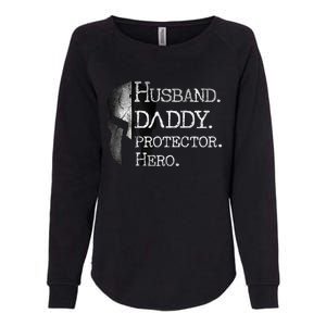 Number 1 Dad Husband Daddy Protector Hero Funny Gift Womens California Wash Sweatshirt