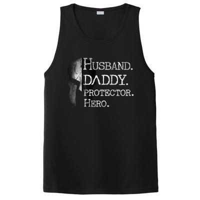 Number 1 Dad Husband Daddy Protector Hero Funny Gift PosiCharge Competitor Tank