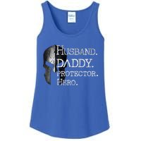 Number 1 Dad Husband Daddy Protector Hero Funny Gift Ladies Essential Tank