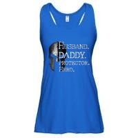 Number 1 Dad Husband Daddy Protector Hero Funny Gift Ladies Essential Flowy Tank