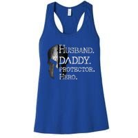 Number 1 Dad Husband Daddy Protector Hero Funny Gift Women's Racerback Tank