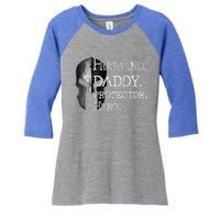 Number 1 Dad Husband Daddy Protector Hero Funny Gift Women's Tri-Blend 3/4-Sleeve Raglan Shirt