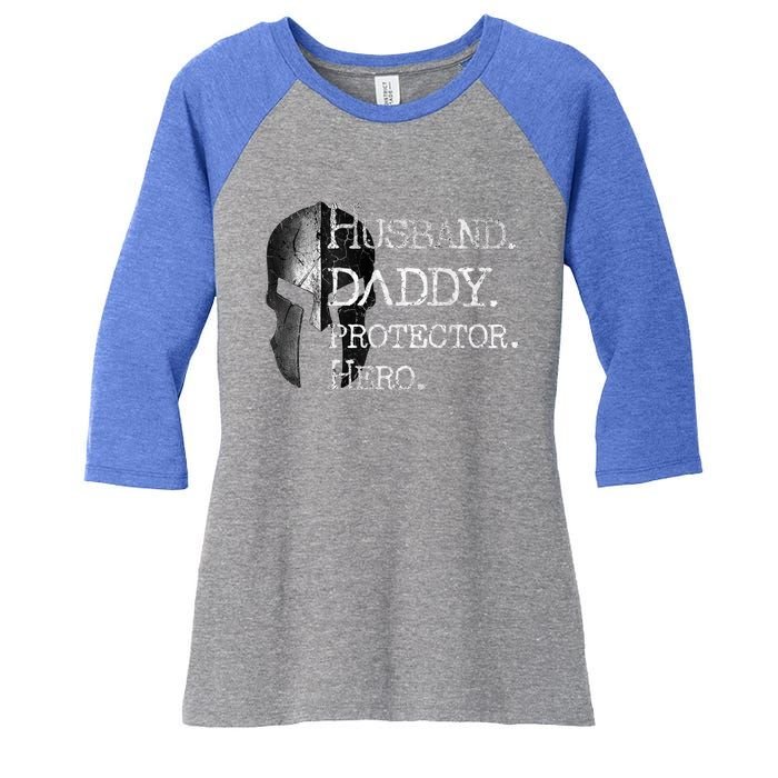 Number 1 Dad Husband Daddy Protector Hero Funny Gift Women's Tri-Blend 3/4-Sleeve Raglan Shirt