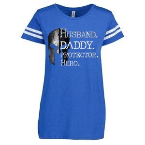 Number 1 Dad Husband Daddy Protector Hero Funny Gift Enza Ladies Jersey Football T-Shirt