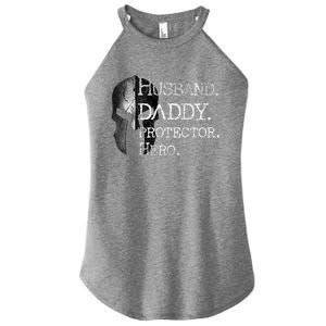 Number 1 Dad Husband Daddy Protector Hero Funny Gift Women's Perfect Tri Rocker Tank