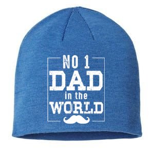 Number 1 Dad In The World Gift Funny Fathers Day Cute Gift Sustainable Beanie