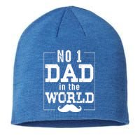 Number 1 Dad In The World Gift Funny Fathers Day Cute Gift Sustainable Beanie